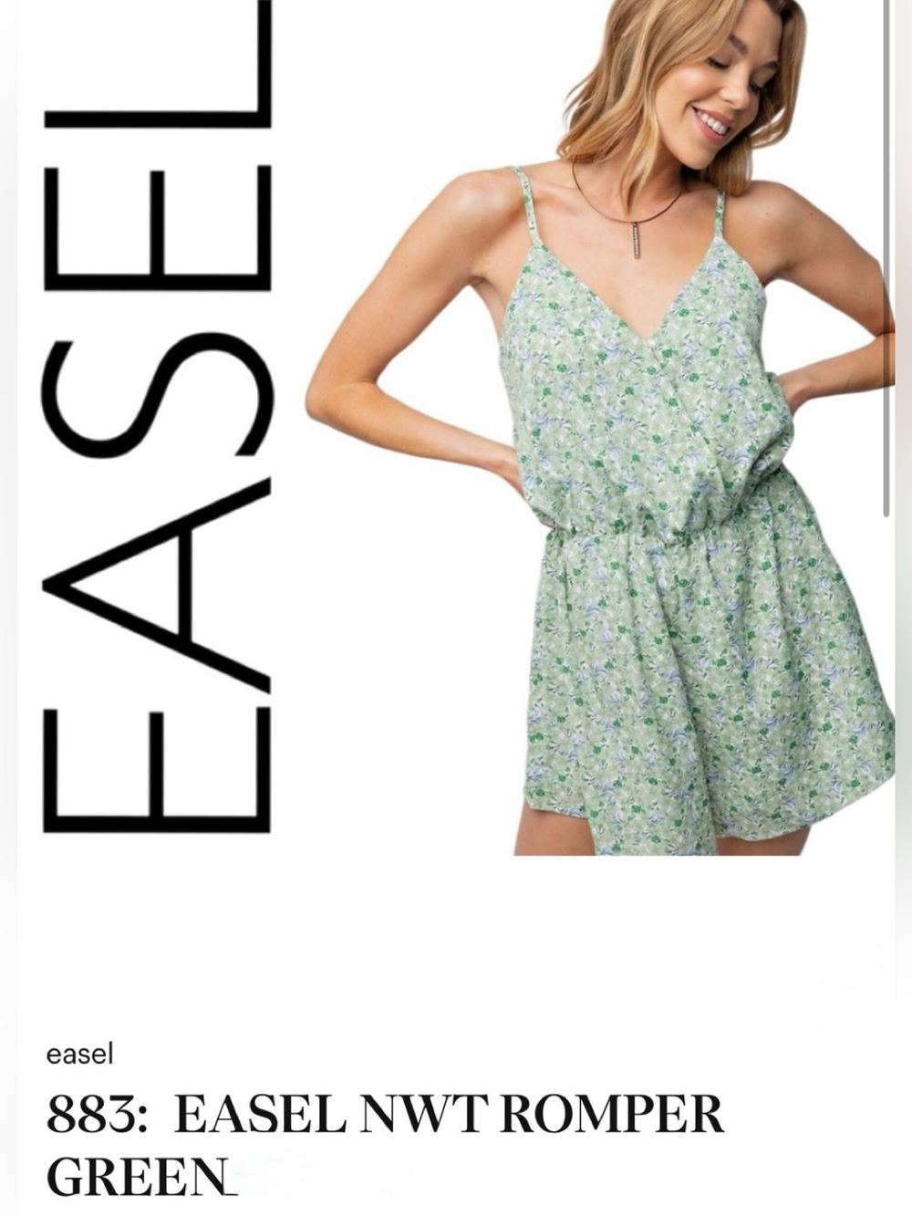 easel Teal and White Floral Pleated Drawstring Shorts
